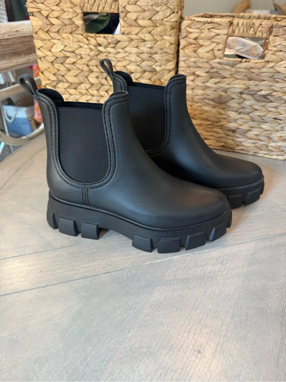 Jeffrey Campbell Black Chunky Chelsea Rain Boots